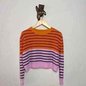 Cotton On orange/pink striped knit sweater women’s size xs